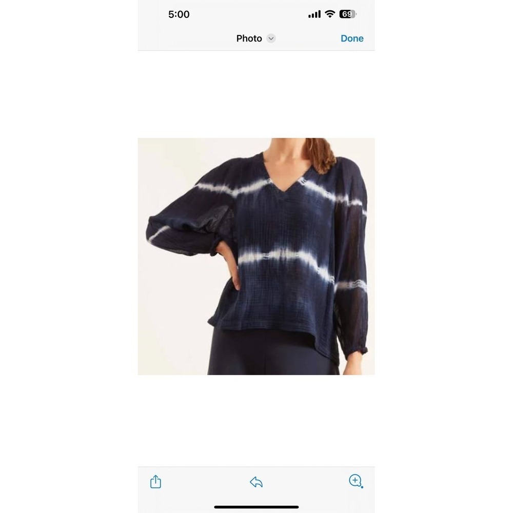 Raquel Allegra Indigo Phoenix blouse designer size 1 (small)